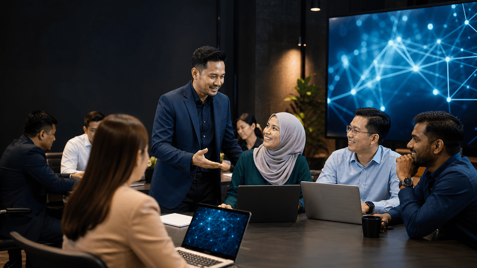 A multicultural group of Malaysian professionals learning practical AI together
